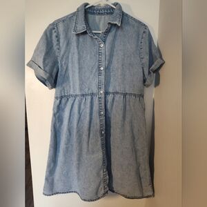 Vintage Denim Button-Up Dress Light Weight Babydoll Size M